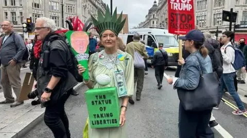 Thousands Demonstrators Gather in Central London to Oppose President Trump's Second State Visit